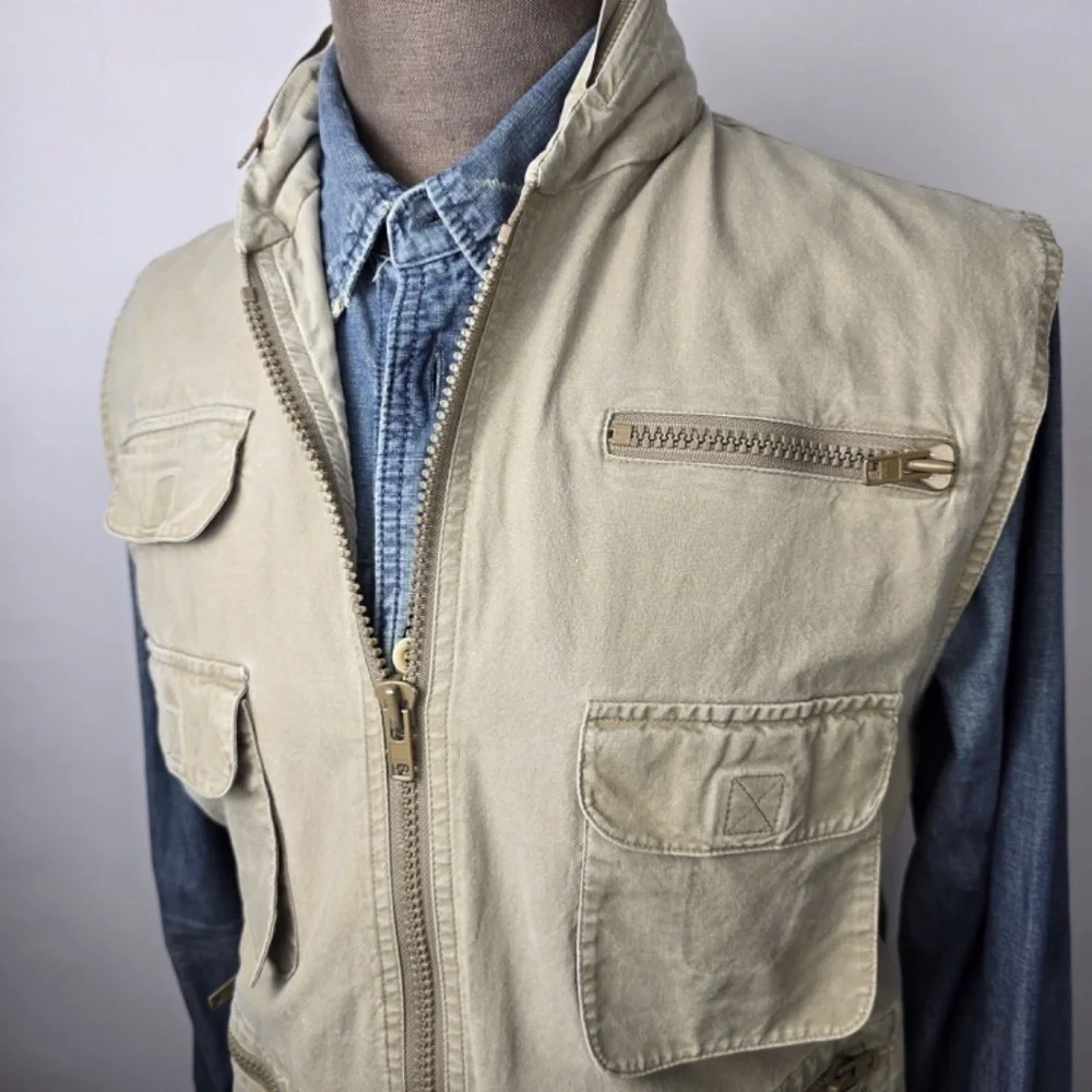 Vintage 80’s Banana Republic Safari Photographer Khaki Pocket Vest Mens Large